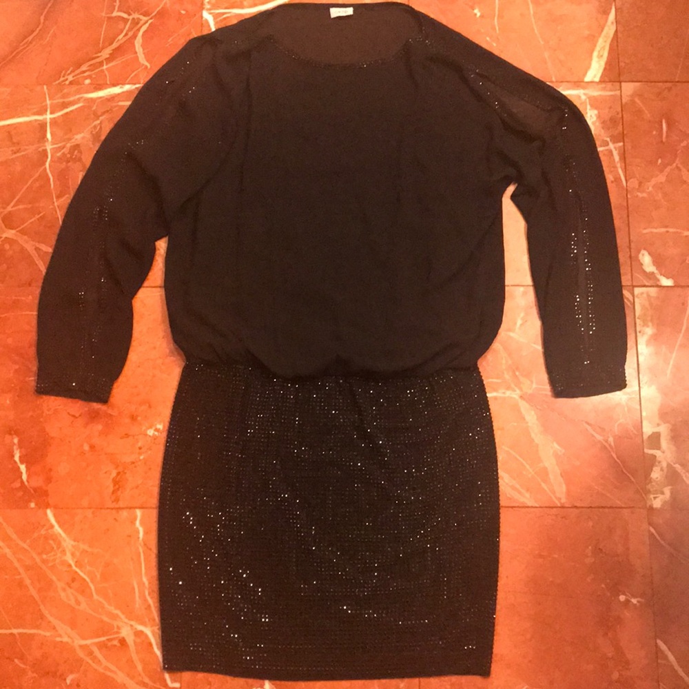 Cache jet stonecocktail open shoulder/sleeve dress